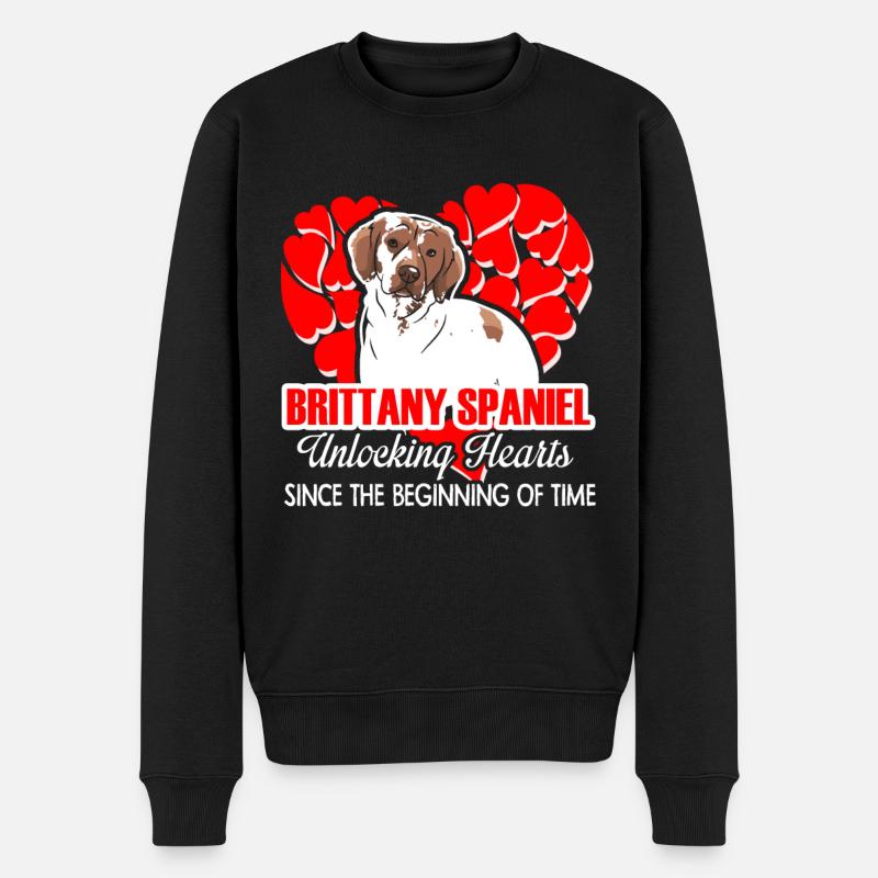 Brittany Spaniel Unlocking Hearts - Men's Premium Organic Jumper - black