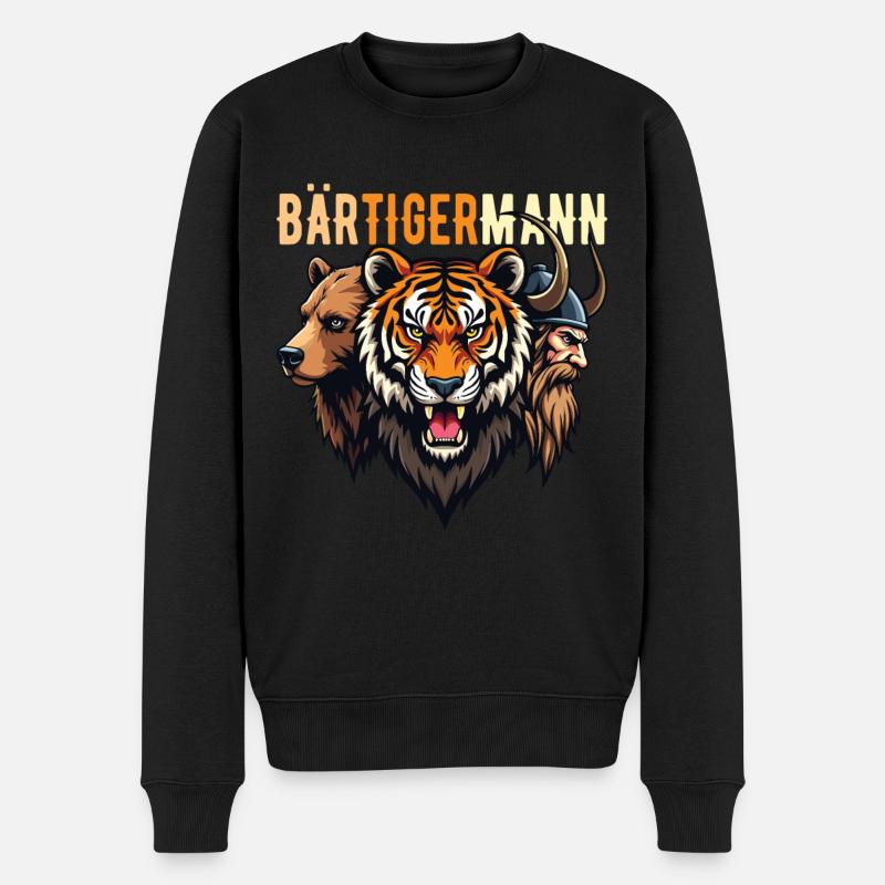 Bärtigermann Bär Tiger Mann Wikinger - Männer Premium Bio Pullover - Schwarz
