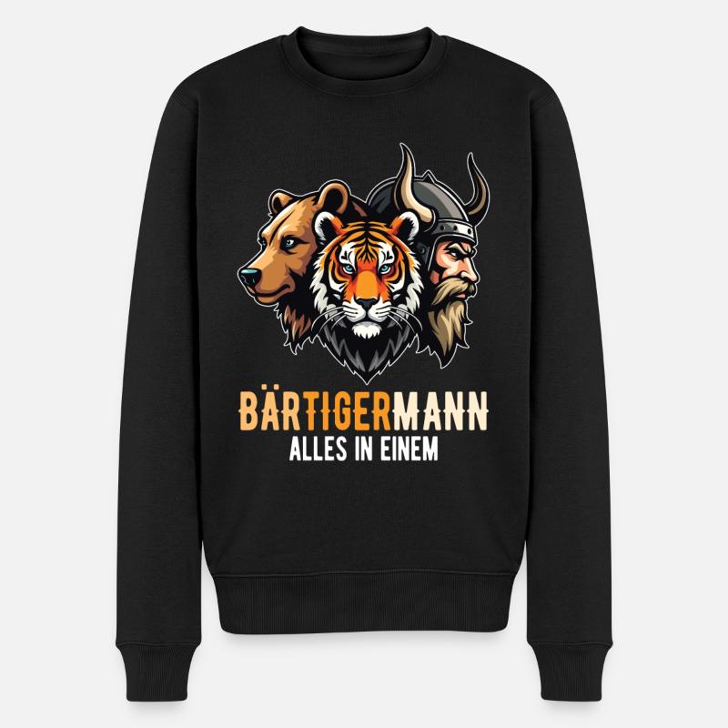 Bärtigermann Bär Tiger Mann Wikinger - Männer Premium Bio Pullover - Schwarz