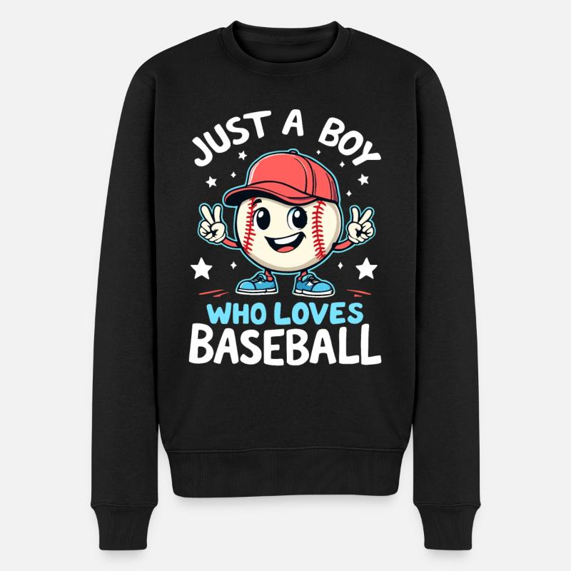 Baseball, Baseballspieler, Junge, Baseballer - Männer Premium Bio Pullover - Schwarz