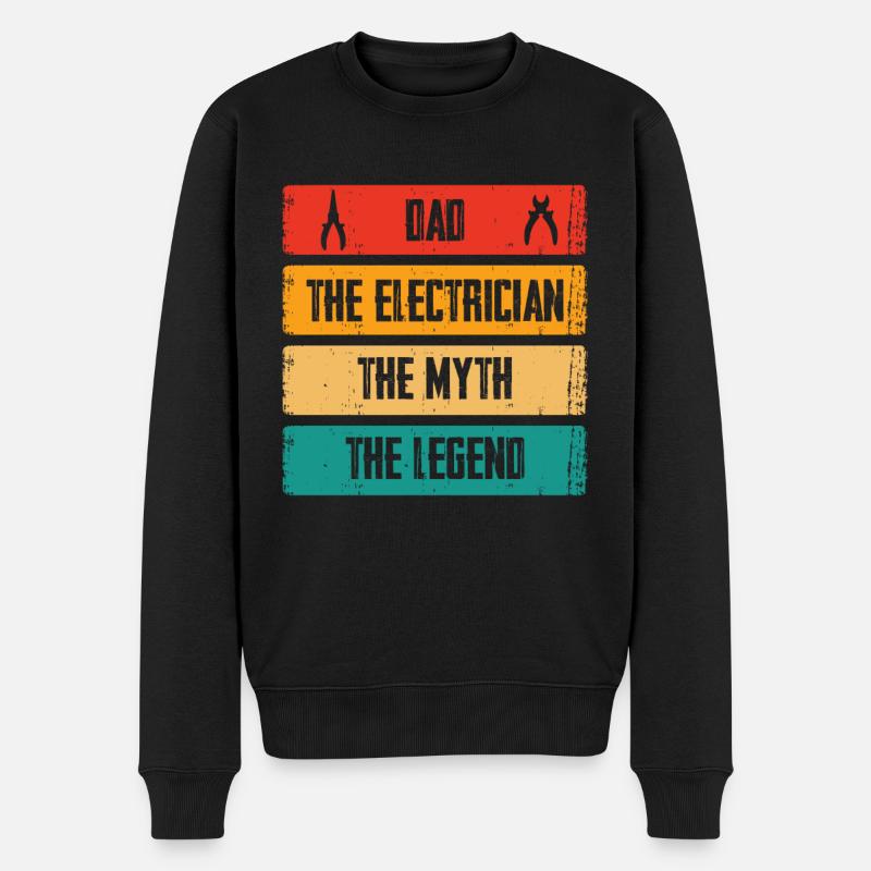Papa l’électricien La légende - Pull Premium bio Homme - noir