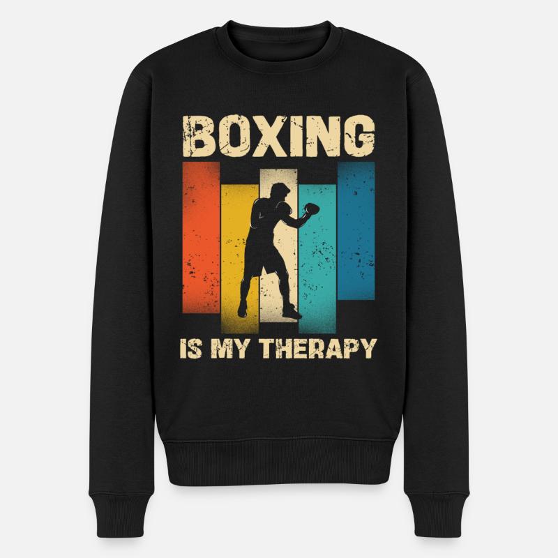 La boxe est ma thérapie style rétro - Pull Premium bio Homme - noir