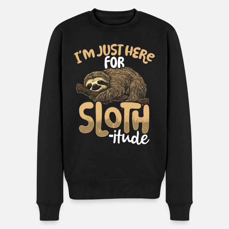 I’m Just Here For The Sloth-itude! Faultier - Männer Premium Bio Pullover - Schwarz