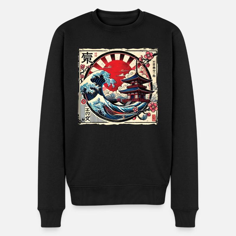 Pagode japonaise traditionnelle, - Pull Premium bio Homme - noir