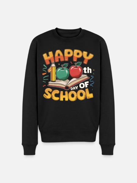 Glædelig 100-års skoledag Farverige piger drenge gave - Økologisk premium-sweatshirt til mænd - sort