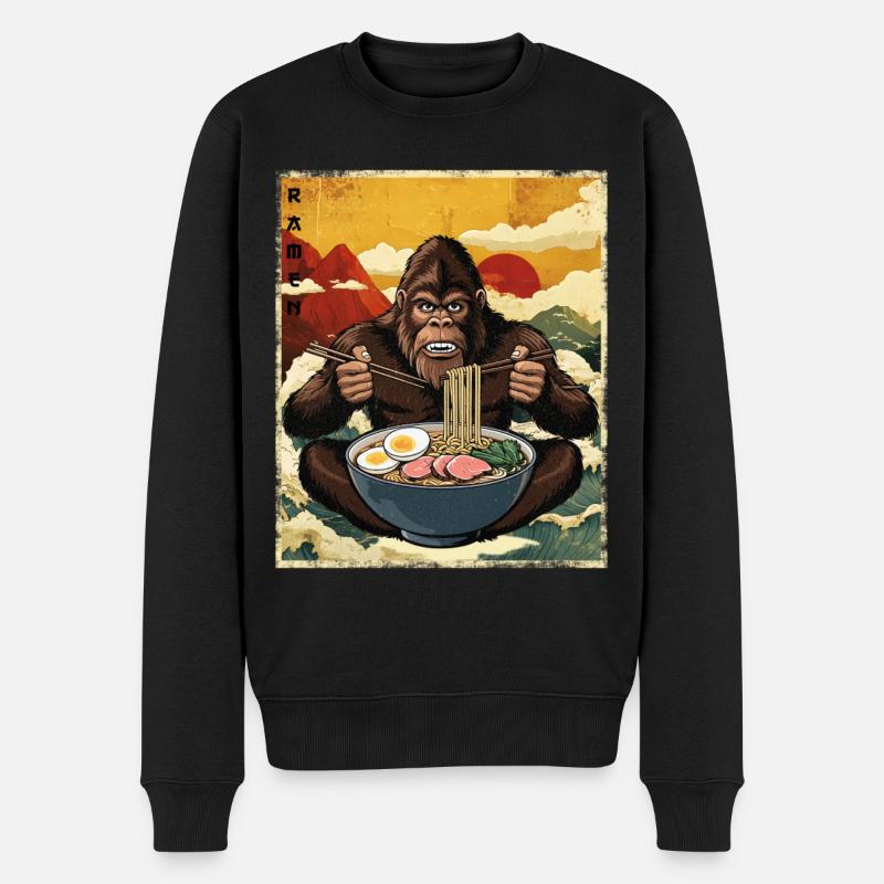 Bigfoot Ramen - Männer Premium Bio Pullover - Schwarz