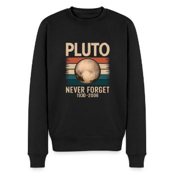 Never forget Pluto - Männer Premium Bio Pullover - Schwarz - Vorne - Nico (187cm)