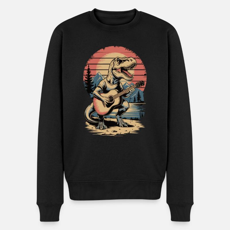 T. Rex Gitarre - Männer Premium Bio Pullover - Schwarz