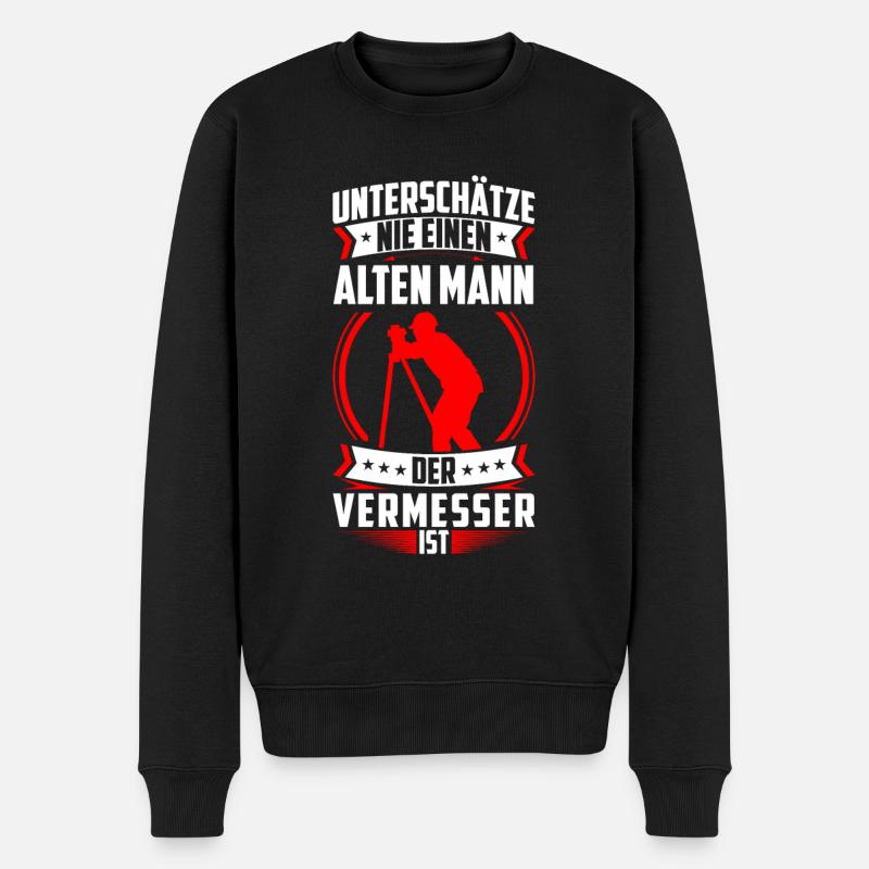 Vermessungstechniker alter Mann Landvermesser - Männer Premium Bio Pullover - Schwarz