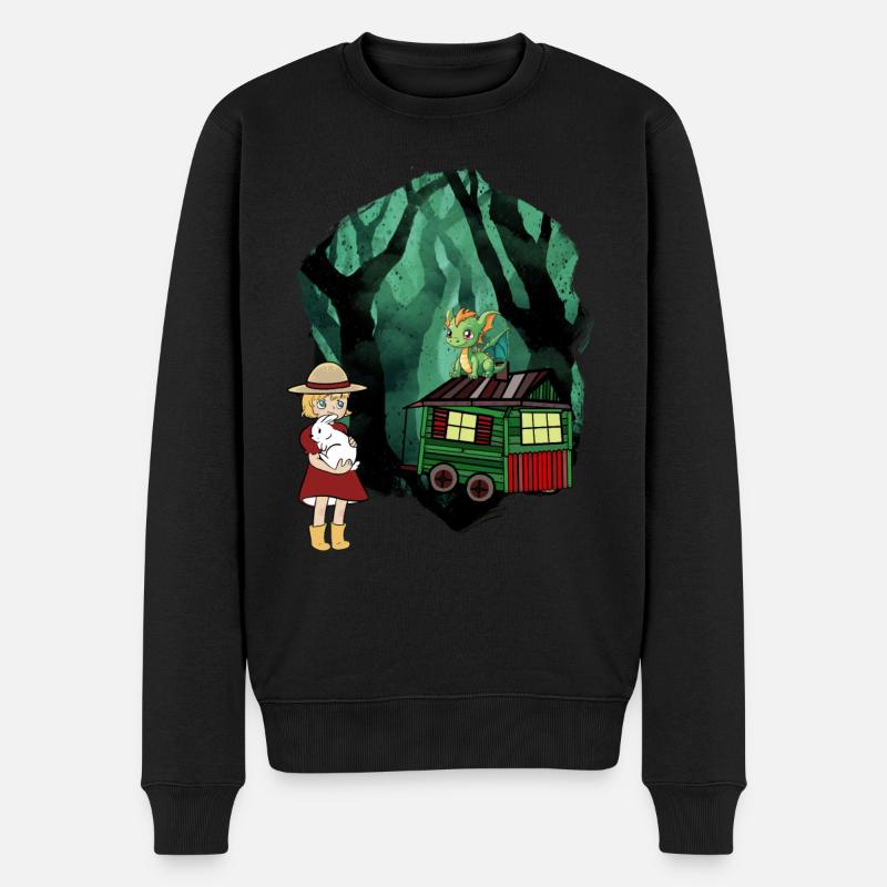 Märchen Märchenfigur Drache Wald Abenteuer - Männer Premium Bio Pullover - Schwarz