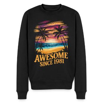 Awesome Since 1981 Strand Sonnenuntergang - Männer Premium Bio Pullover - Schwarz - Vorne - Nico (187cm)