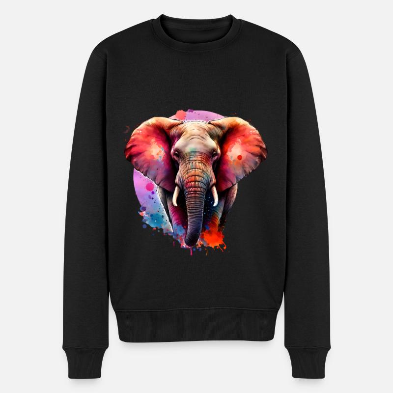 Elefant - Männer Premium Bio Pullover - Schwarz