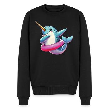 Narval, Baleine, Créature Marine, Licorne, Océan - Pull Premium bio Homme - noir - Devant - Nico (187cm)