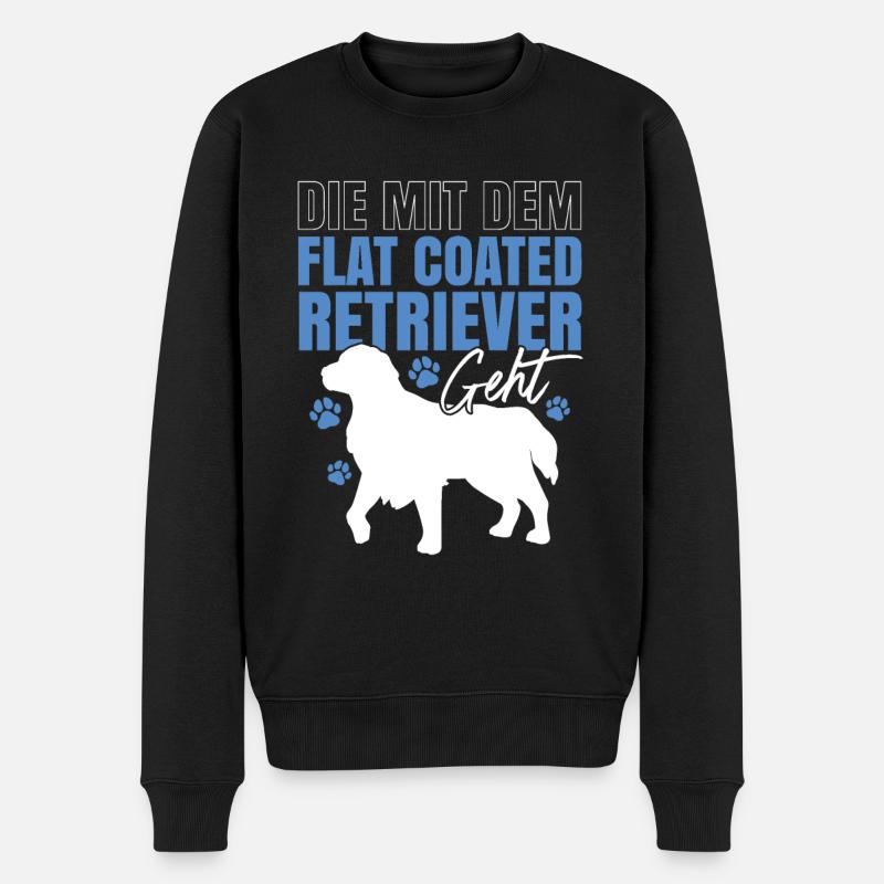 Die mit dem Flat Coated Retriever - Männer Premium Bio Pullover - Schwarz