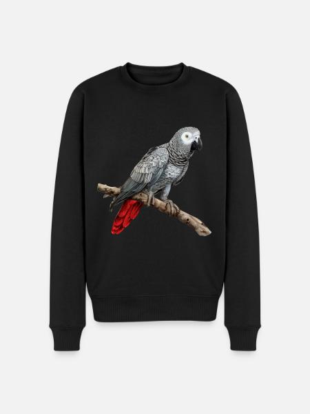 african grey parrot - Männer Premium Bio Pullover - Schwarz