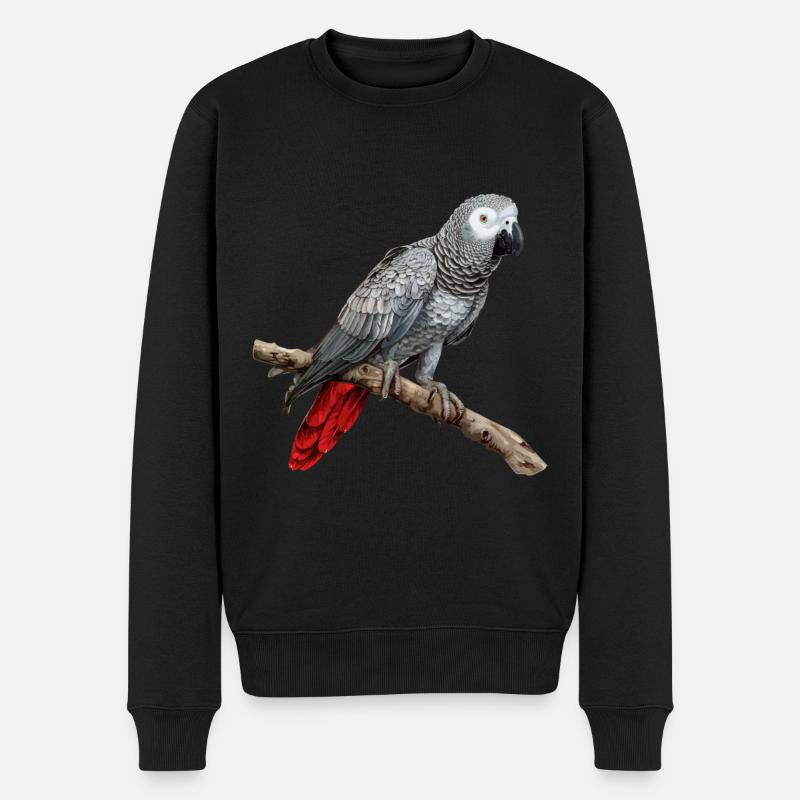african grey parrot - Männer Premium Bio Pullover - Schwarz