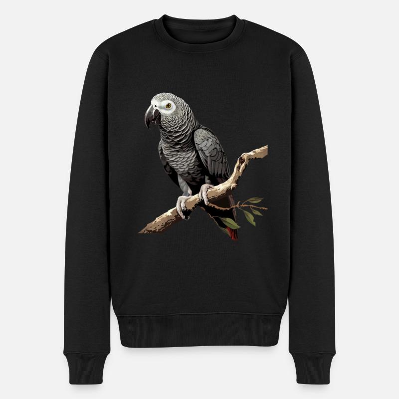 african grey parrot - Männer Premium Bio Pullover - Schwarz