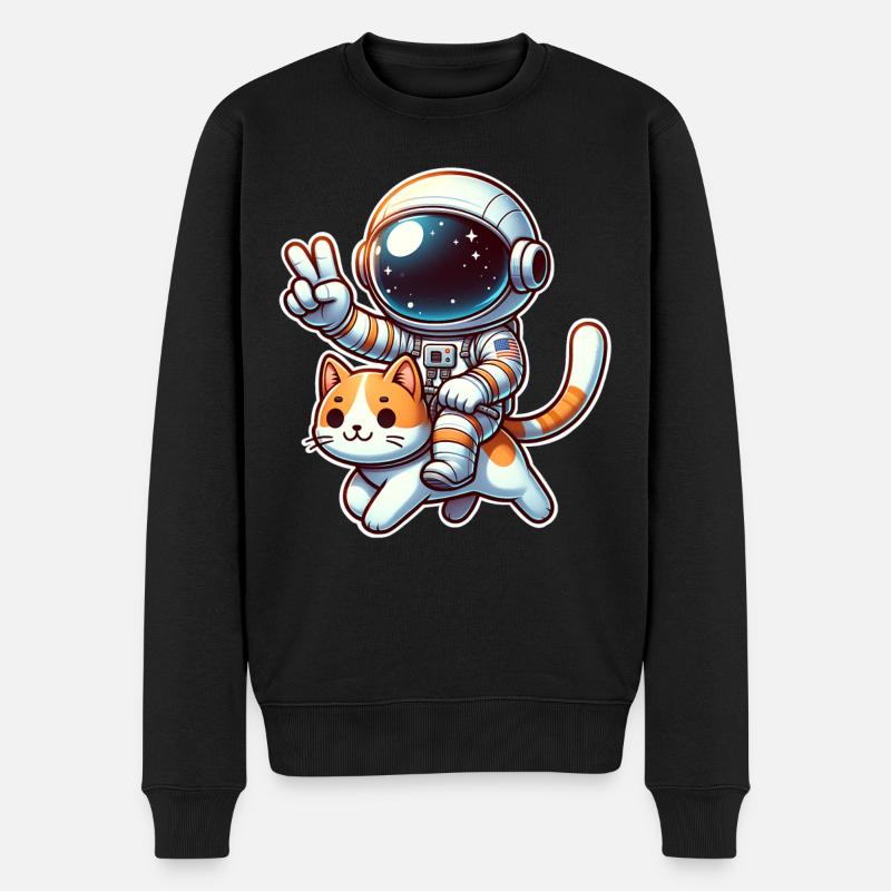 Chat astronaute - Pull Premium bio Homme - noir