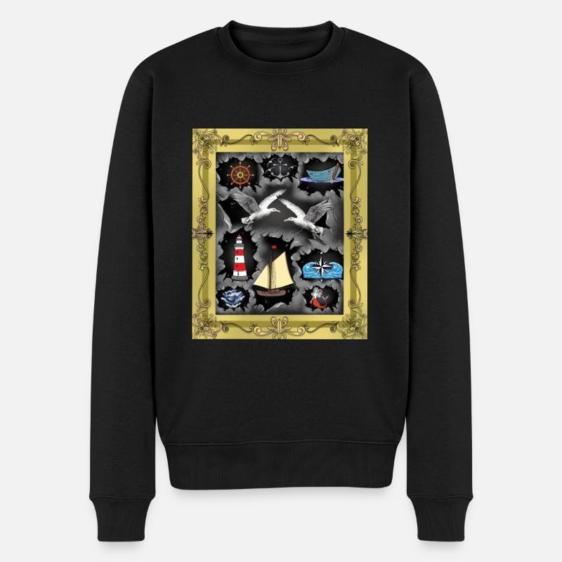 maritim Seemann Seemänner - Männer Premium Bio Pullover - Schwarz