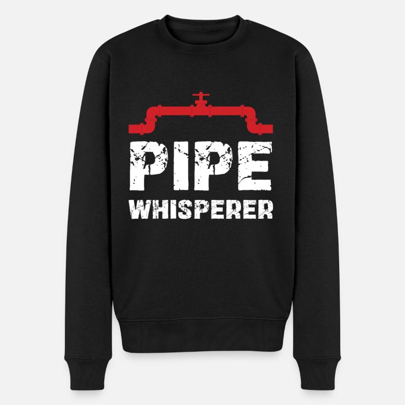 Pipe Whisperer Humor Für Handwerker - Männer Premium Bio Pullover - Schwarz