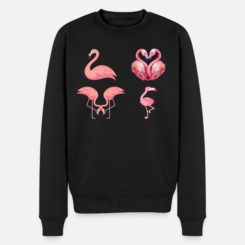 Flamingo LOVE Flamingo Lover - Männer Premium Bio Pullover - Schwarz