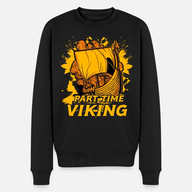 Teilzeit Wikinger - Männer Premium Bio Pullover - Schwarz