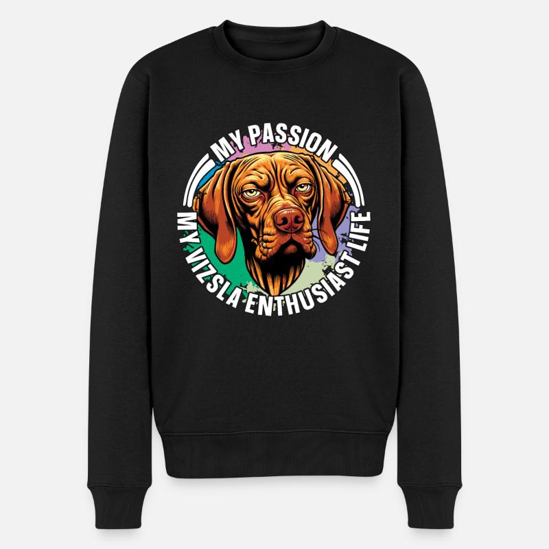 Vizsla Enthusiast My Passion My Vizsla Dog Breeder - Männer Premium Bio Pullover - Schwarz