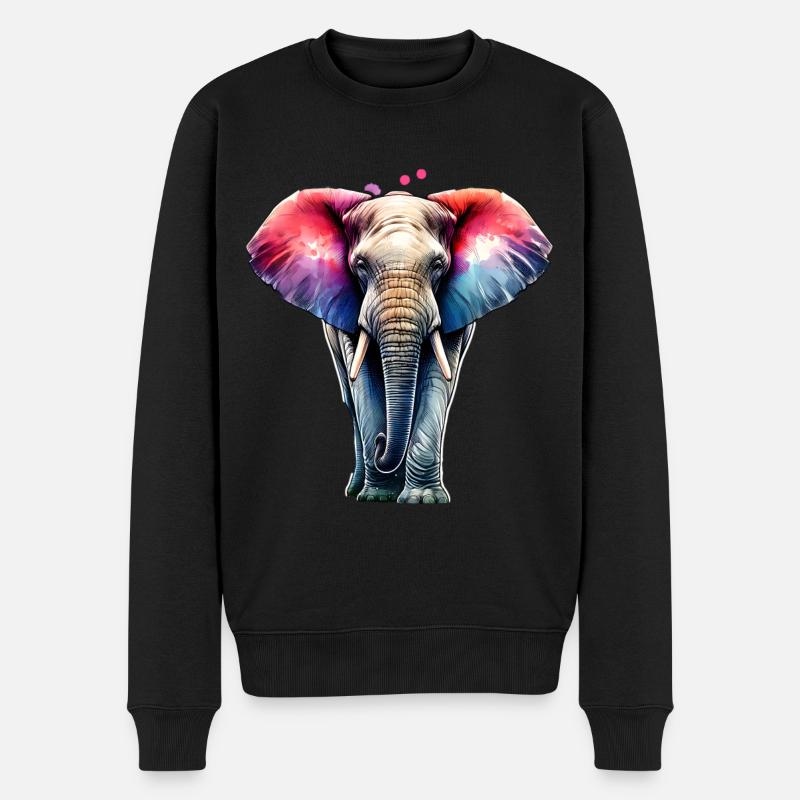 Elefant - Männer Premium Bio Pullover - Schwarz