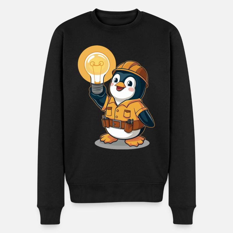 Pingouin électricien avec ampoule - Pull Premium bio Homme - noir