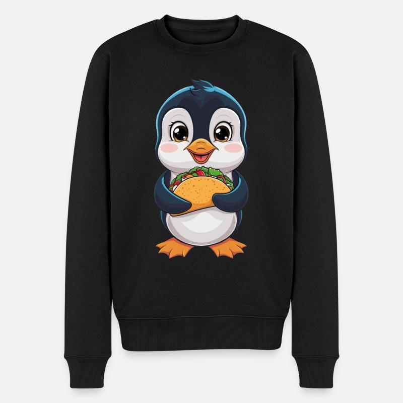Pingouin mignon avec des tacos - Pull Premium bio Homme - noir