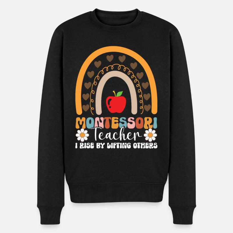 Montessori-lehrerin Ich Erhebe Mich, Indem Ich - Männer Premium Bio Pullover - Schwarz