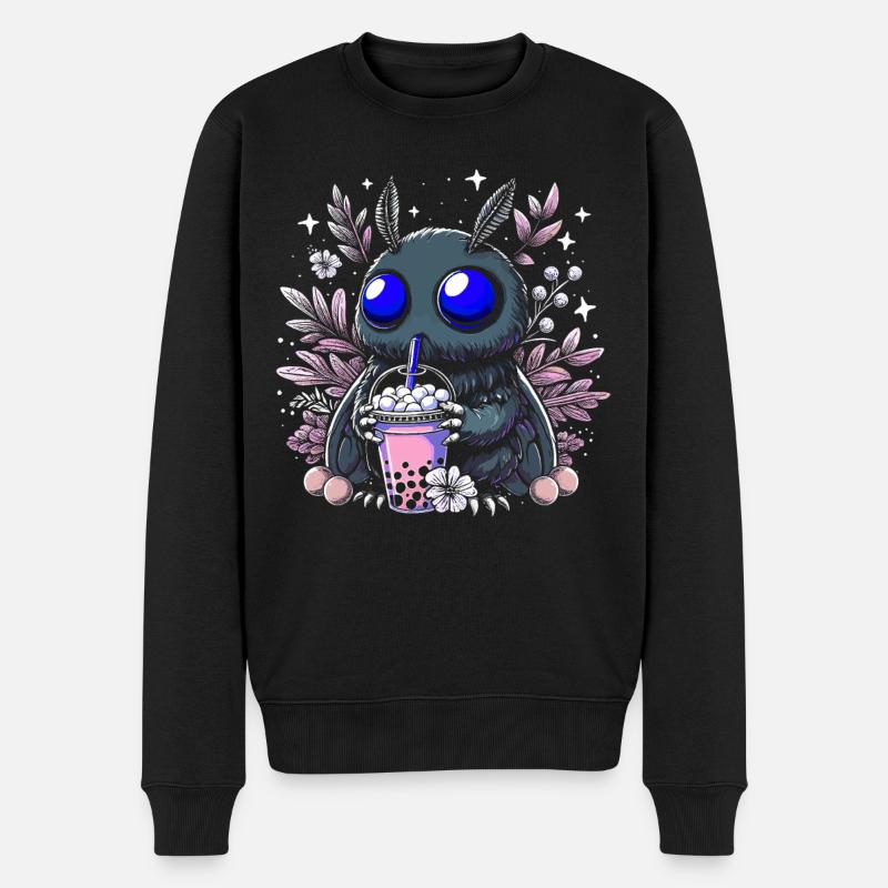 Mothman Bubble Tea - Männer Premium Bio Pullover - Schwarz