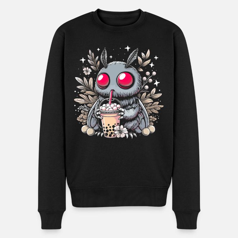 Mothman Bubble Tea - Männer Premium Bio Pullover - Schwarz