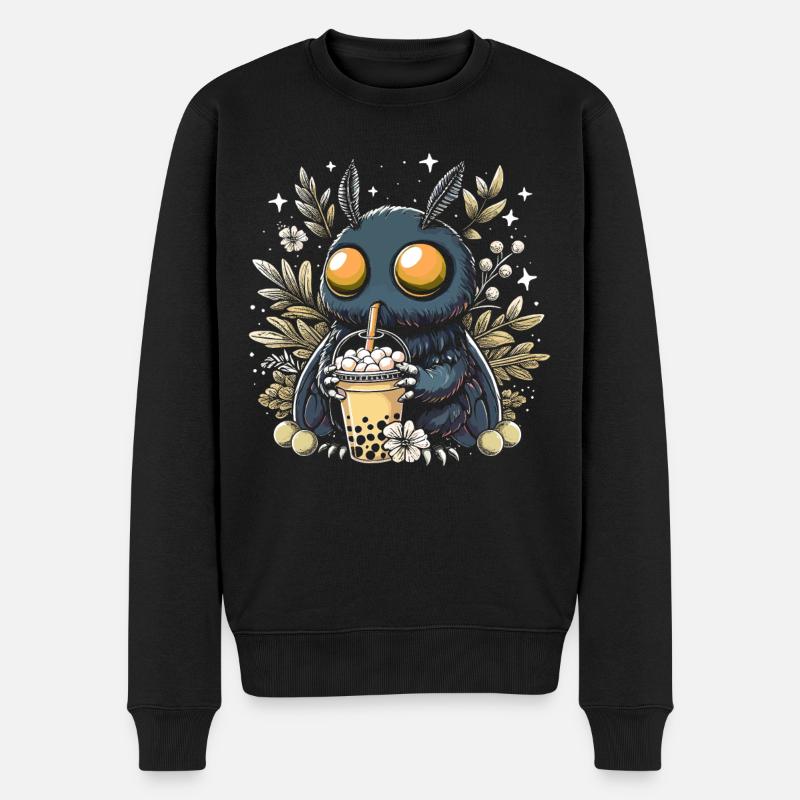 Mothman Bubble Tea - Männer Premium Bio Pullover - Schwarz