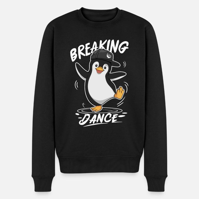 Breaking Dance Pinguin Hip Hop Tanz - Männer Premium Bio Pullover - Schwarz