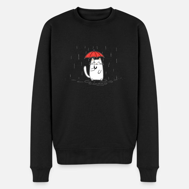 Chat avec parapluie - Pull Premium bio Homme - noir