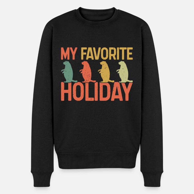Mein Lieblingsurlaub Murmeltiere Silhouette - Männer Premium Bio Pullover - Schwarz