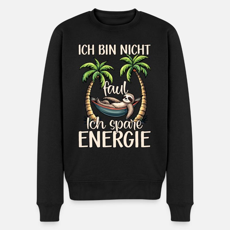 Faultier Langschläfer Müde, Ich bin nicht faul - Männer Premium Bio Pullover - Schwarz
