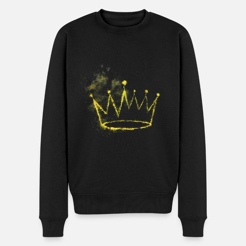 Couronne jaune - Pull Premium bio Homme - noir