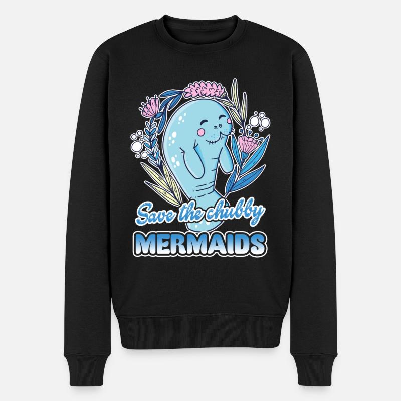 Manatee Save Chubby Mermaids - Men's Premium Organic Jumper - black