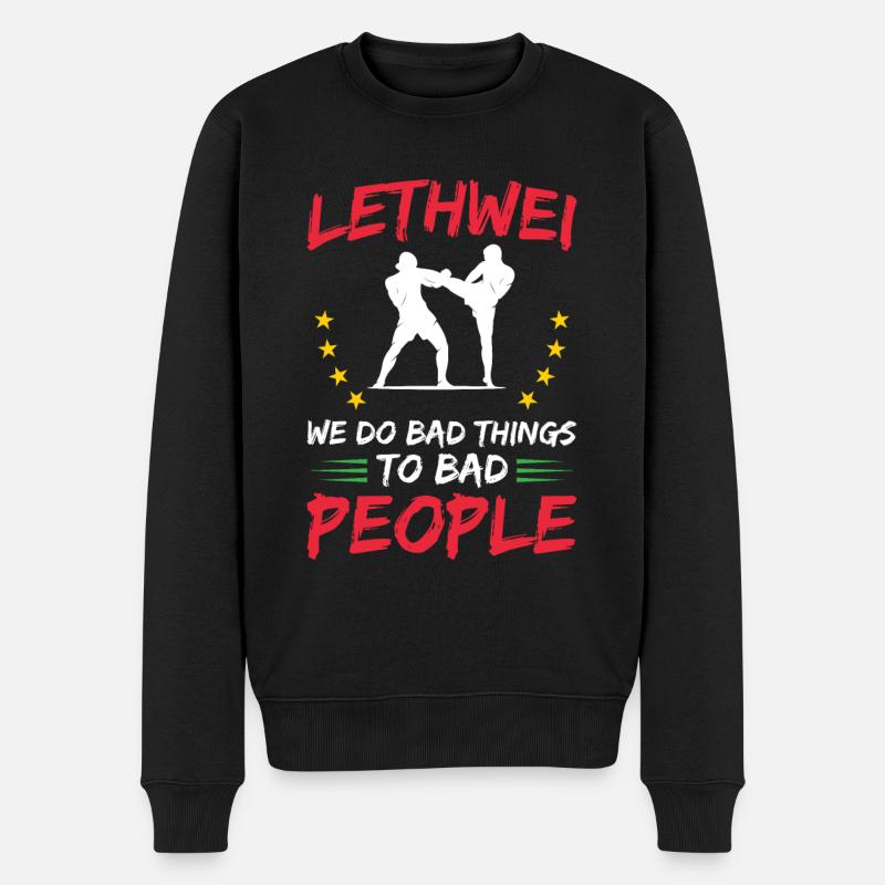 Lethwei, Wir Tun Bösen Menschen Böses. - Männer Premium Bio Pullover - Schwarz