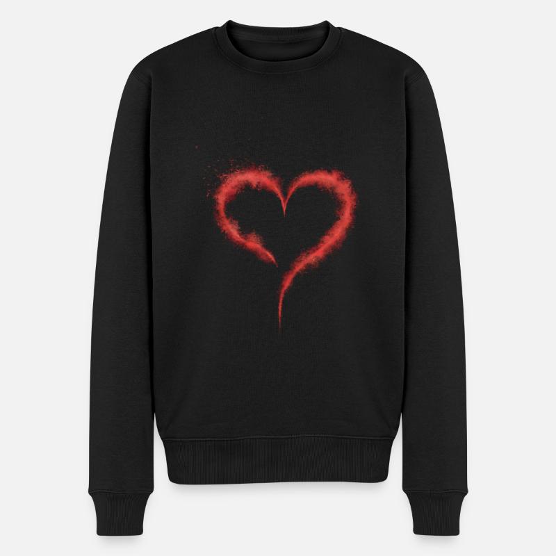 Herz - Männer Premium Bio Pullover - Schwarz