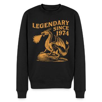 Legendär Seit 1974 Geburtstag Drachen Fantasy - Männer Premium Bio Pullover - Schwarz - Vorne - Nico (187cm)