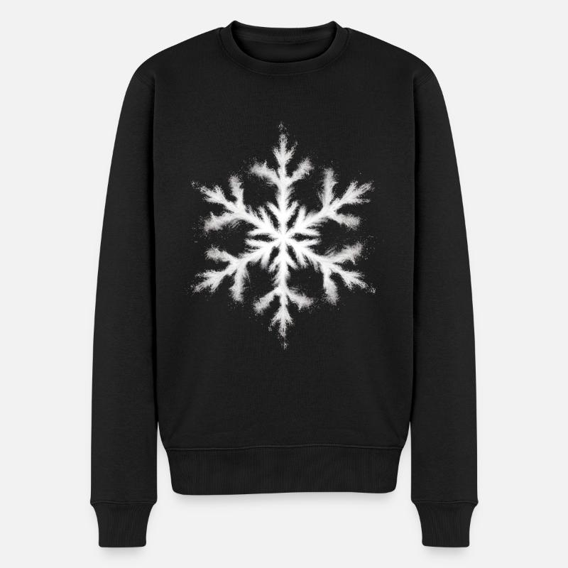 Schneeflocke - Männer Premium Bio Pullover - Schwarz