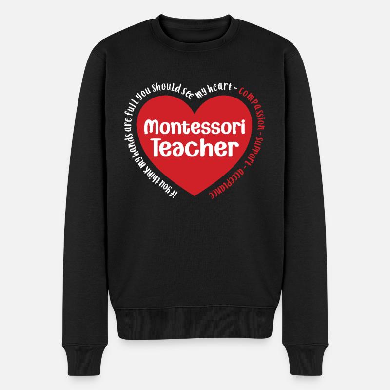 Montessori-lehrerin Ich Erhebe Mich, Indem Ich - Männer Premium Bio Pullover - Schwarz