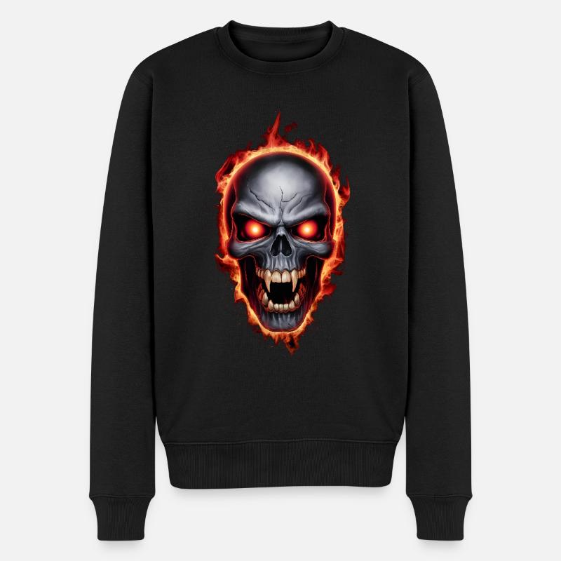 vampire crâne brûlant - Pull Premium bio Homme - noir
