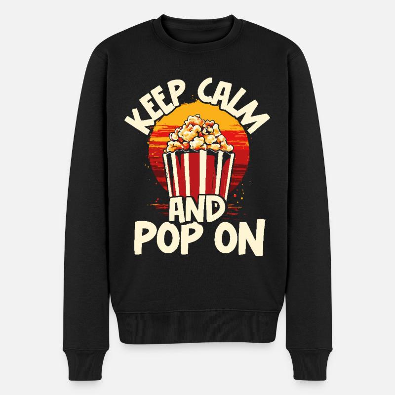 Restez calme et mettez du pop-corn - Pull Premium bio Homme - noir
