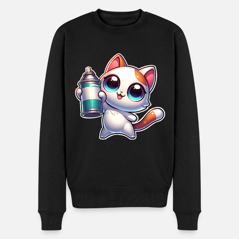 Chat Spray Peut Graffiti - Pull Premium bio Homme - noir