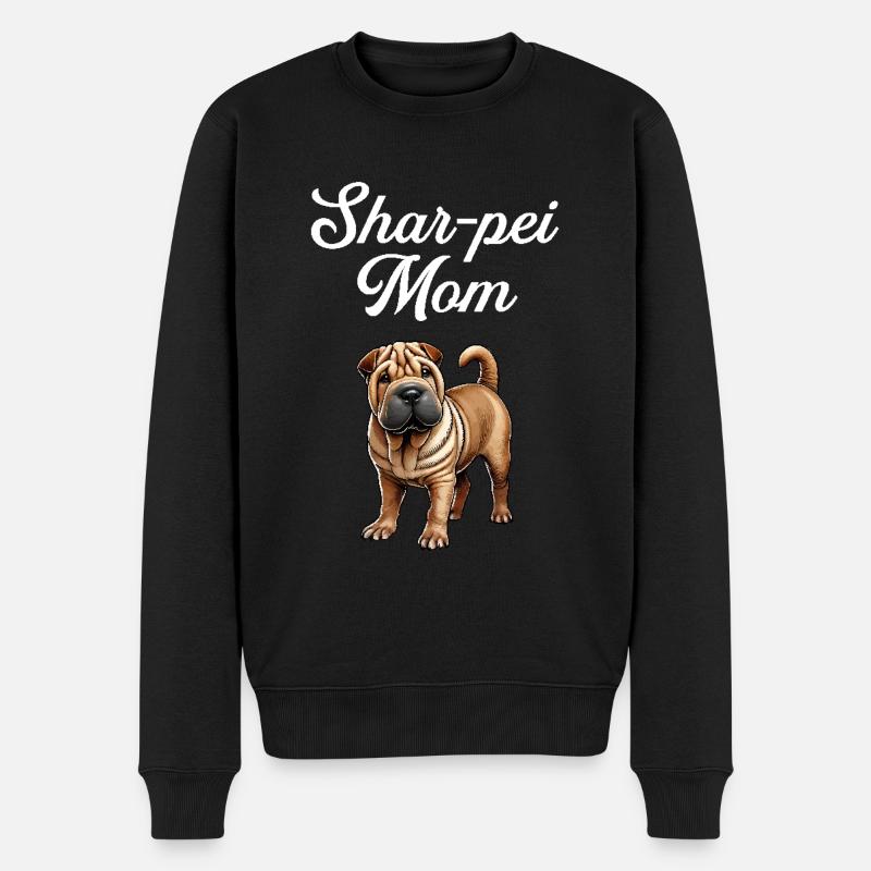 Chinese dog Shar-Pei mom - Männer Premium Bio Pullover - Schwarz