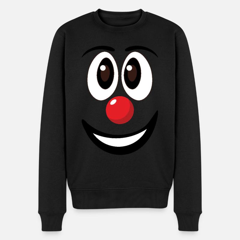 Karneval Lustiges Clown Gesicht Rote Nase - Männer Premium Bio Pullover - Schwarz